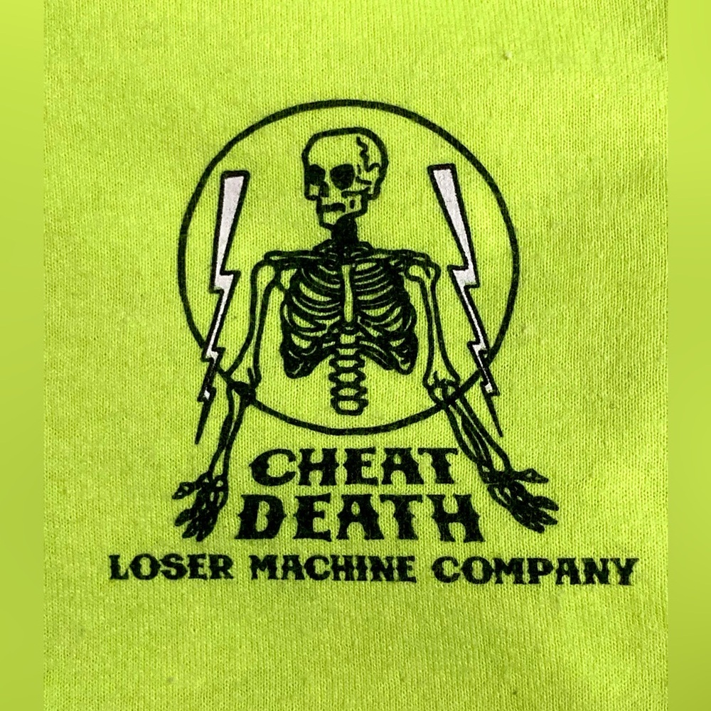 Loser Machine Company Neon Shock Wave Cheat Death Graphic T-shirt Size L